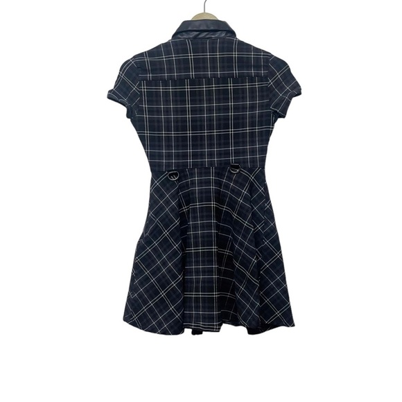 Killstar Size Small Black White Plaid Menace Collar Mini Dress Grunge Goth Punk - Picture 3 of 6